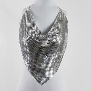 Metallic Chain V Shaped  Rave Crop Top